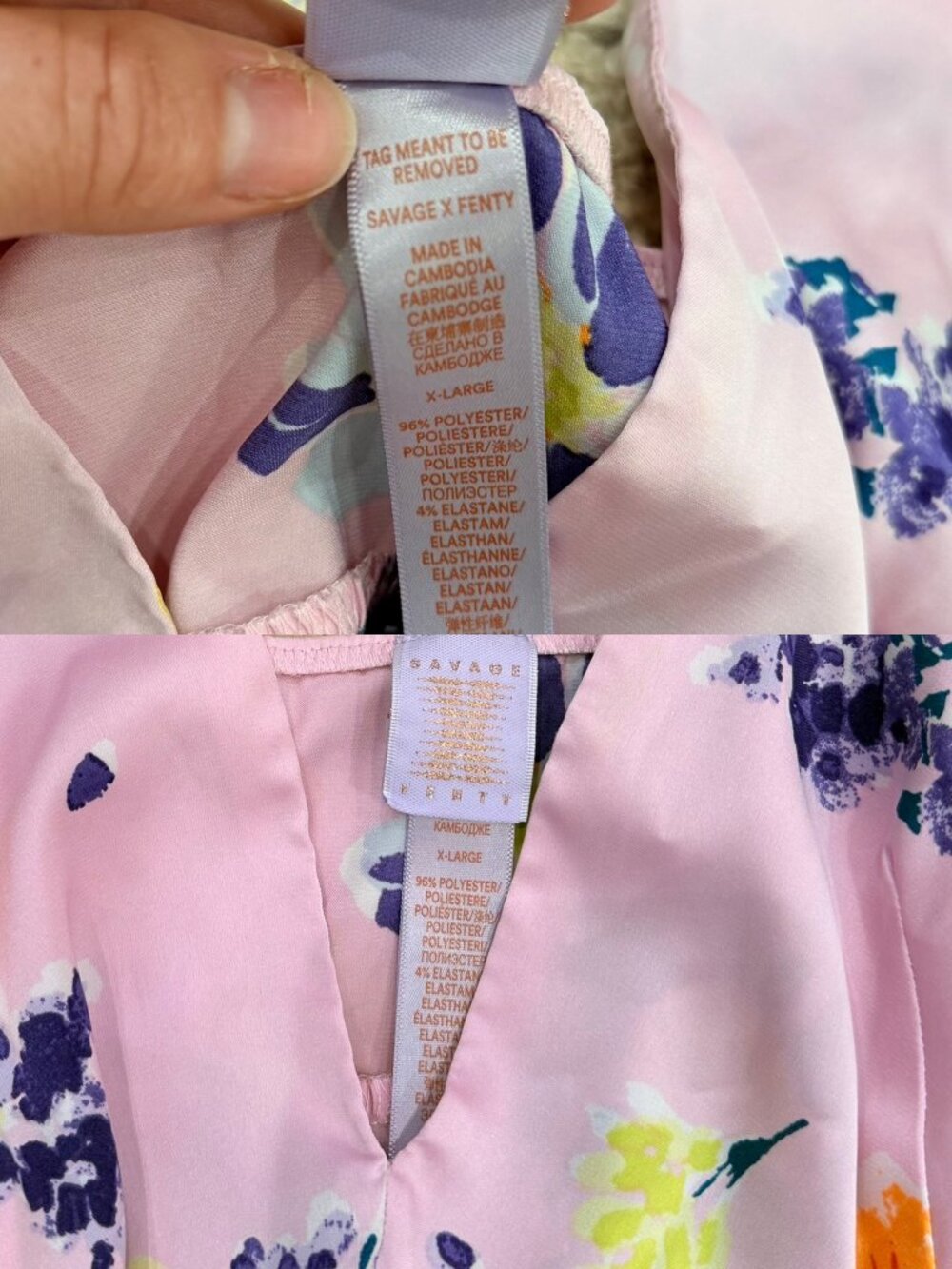 Savage X Fenty Night Blooms Satin Sleep Camisole Size XL in Whisper Pink - Picture 4 of 8